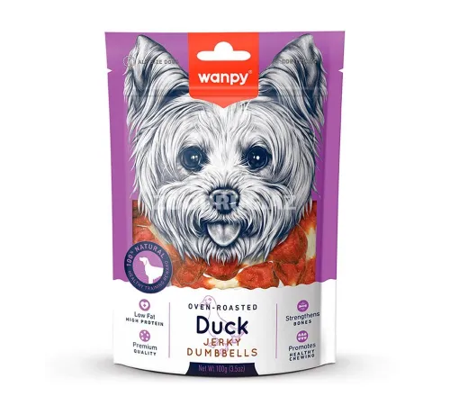 Wanpy Dog Treats with duck jerky dumbbells 100 q (Утиные джерки на сыромятной коже)