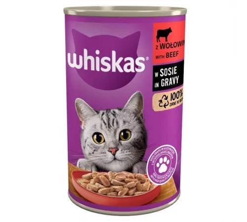 Whiskas adult cat can beef in gravy 400 g (Mal əti)