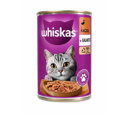 Whiskas adult cat can duck in jelly 400 g (Для кошек в желе с уткой)