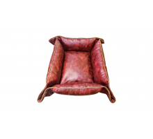Zoomir leather pet bed with side buttons, 55 × 43 × 18 cm.
